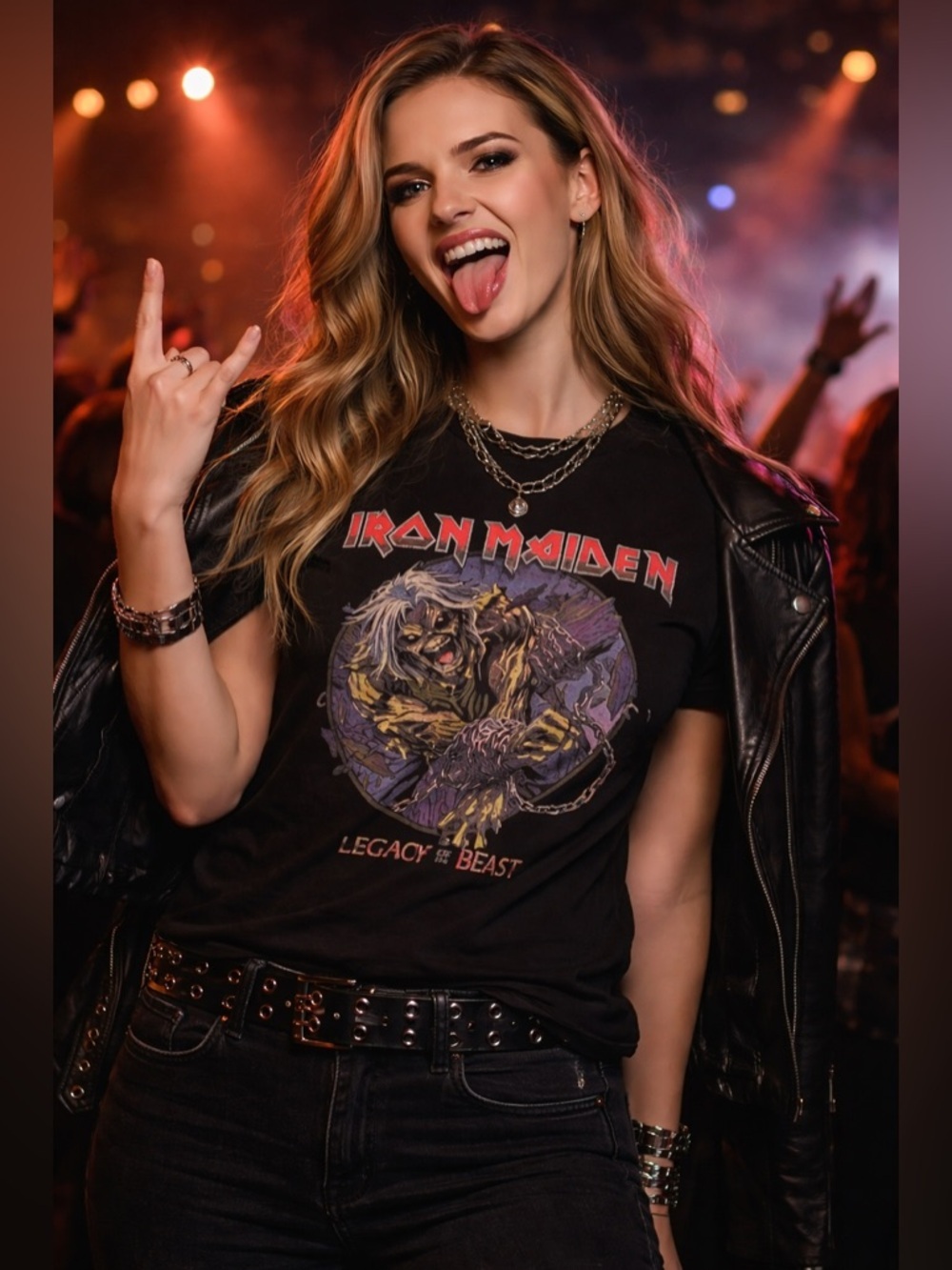 Iron Maiden Legacy of the Beast Graphic Band Tee Black Unisex Large